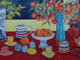 Large Still Life with Wattle and Gum Flowers